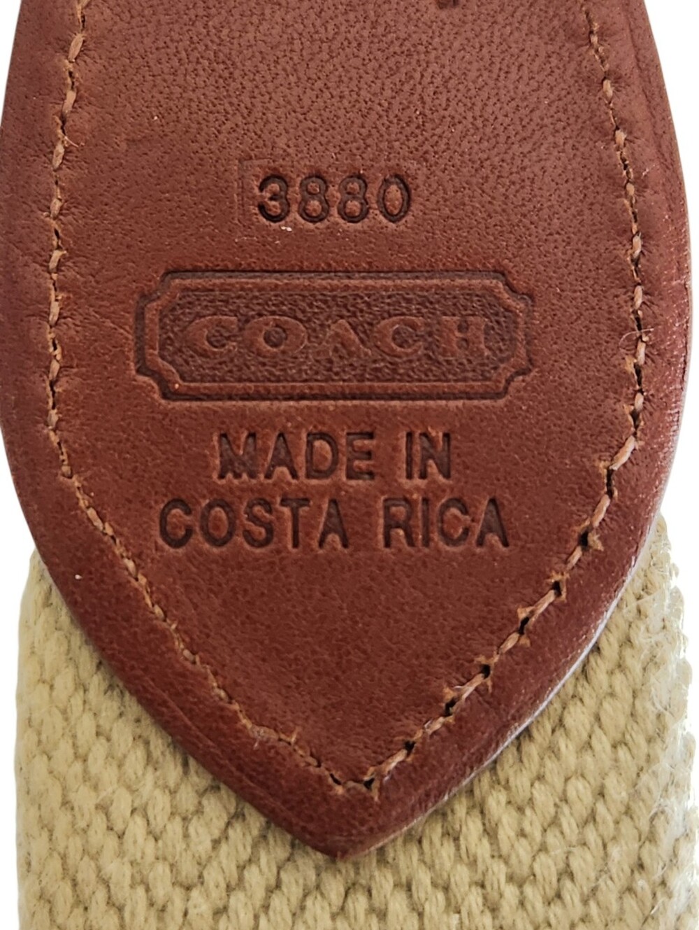 Vtg Coach Surcingle Belt Mens 30 British Tan Natural Canvas Brass Buckle NEW - Picture 9 of 14